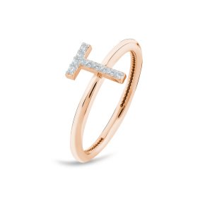 TY 3091 Altın T Harfi Yüzük Rose Altın