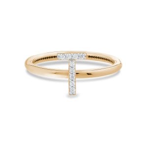 TY 3091 Altın T Harfi Yüzük Rose Altın