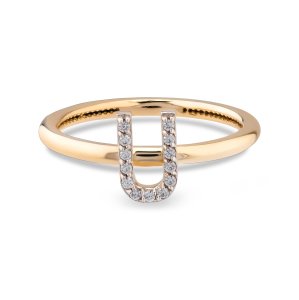 TY 3101 Altın U Harfi Yüzük Rose Altın