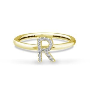 TY 3089 Altın R Harfi Yüzük Sarı Altın