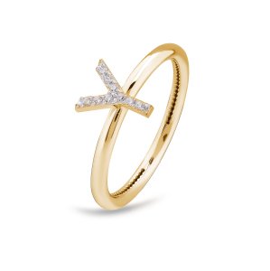 TY 3116 Altın Y Harfi Yüzük Rose Altın