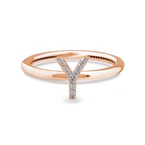 TY 3116 Altın Y Harfi Yüzük Rose Altın