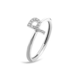 TY 3098 Altın P Harfi Yüzük Beyaz Altın