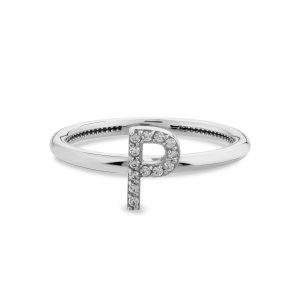 TY 3098 Altın P Harfi Yüzük Beyaz Altın