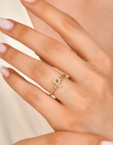 TY 3098 Altın P Harfi Yüzük Sarı Altın