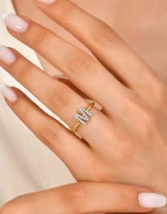 TY 3105 Altın M Harfi Yüzük Sarı Altın