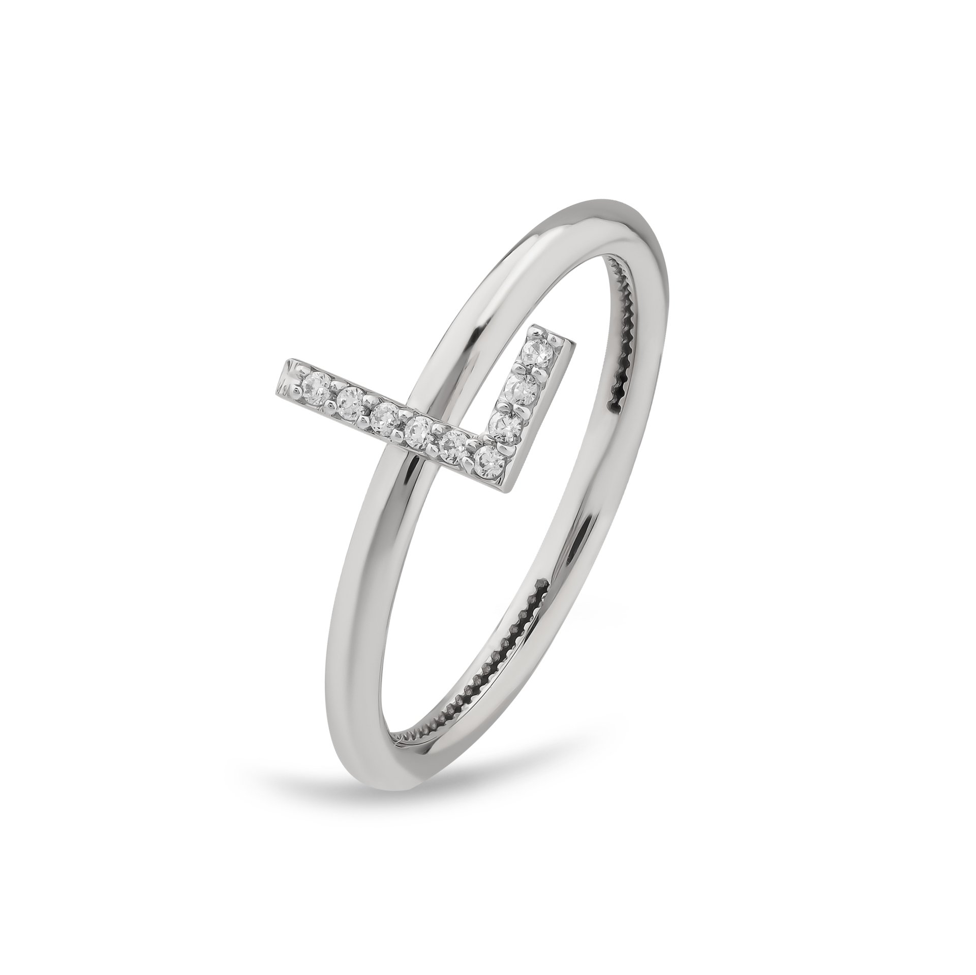 TY 3103 Altın L Harfi Yüzük Beyaz Altın