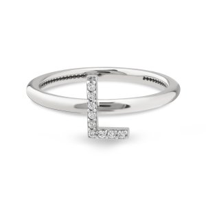 TY 3103 Altın L Harfi Yüzük Beyaz Altın