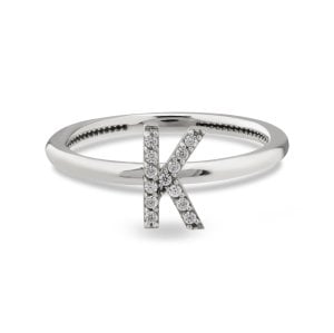 TY 3088 Altın K Harfi Yüzük Beyaz Altın