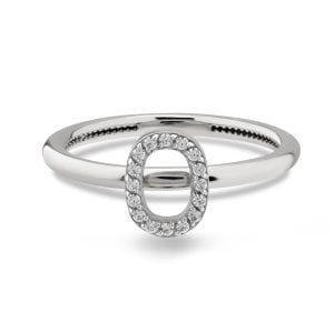 TY 3093 Altın O Harfi Yüzük Beyaz Altın