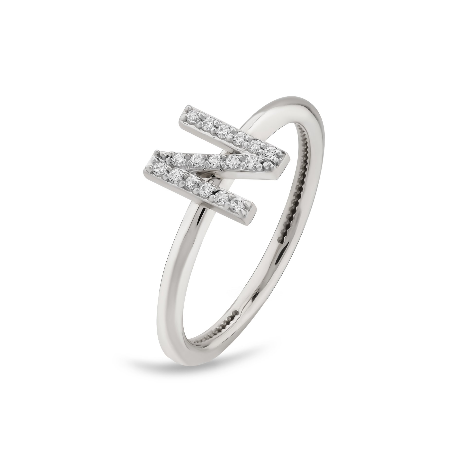 TY 3113 Altın N Harfi Yüzük Beyaz Altın