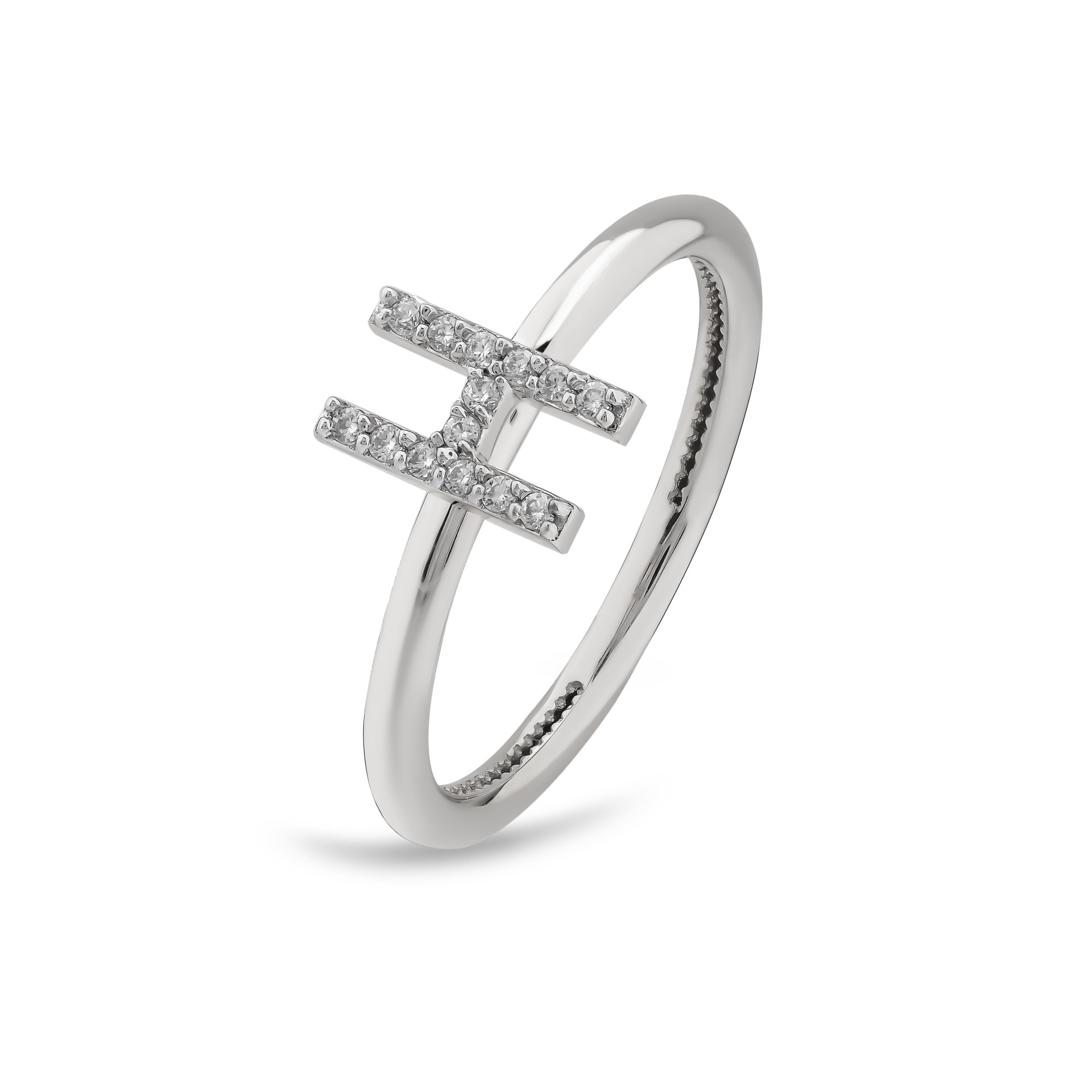 TY 3120 Altın H Harfi Yüzük Beyaz Altın