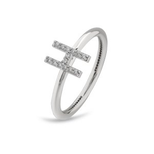 TY 3120 Altın H Harfi Yüzük Beyaz Altın