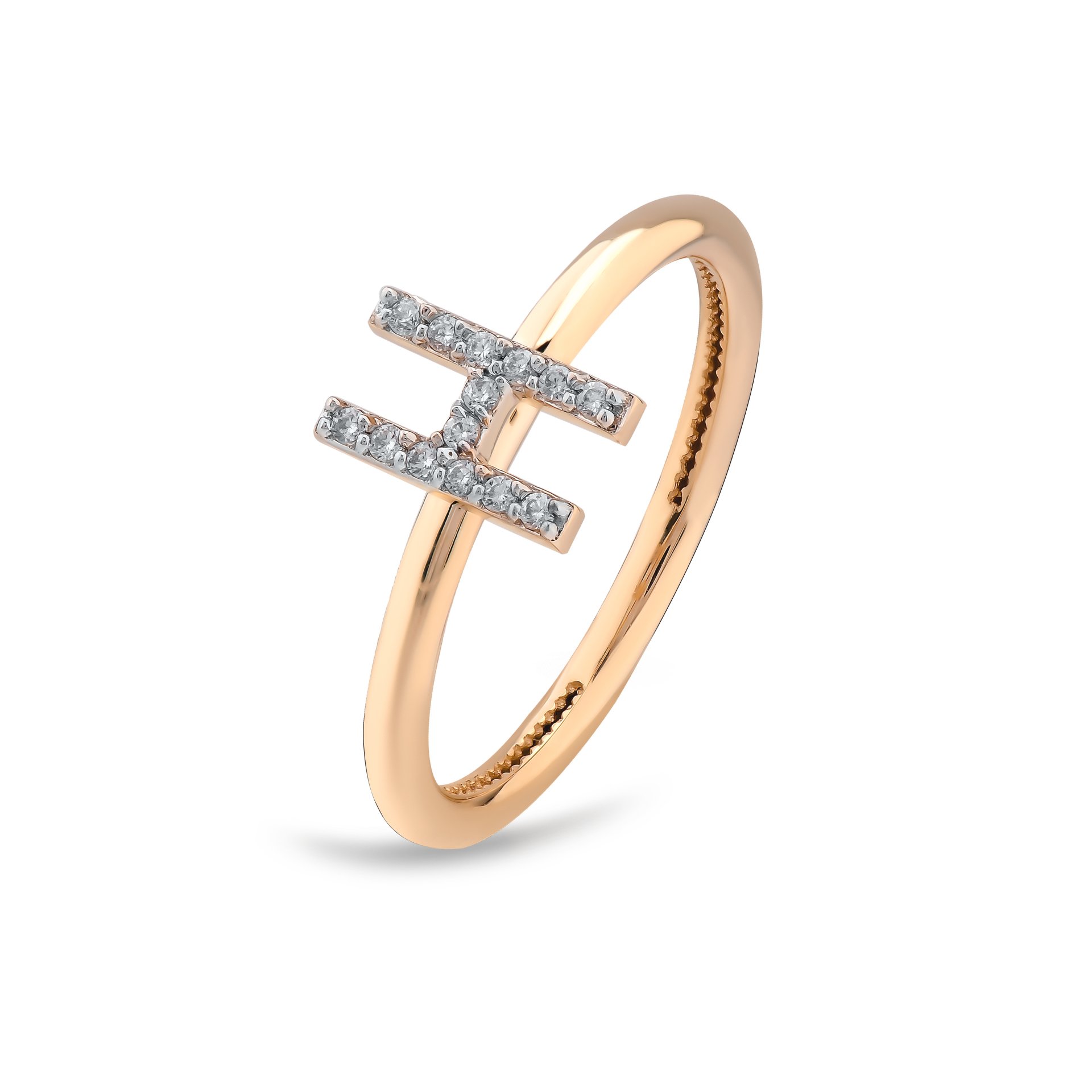 TY 3120 Altın H Harfi Yüzük Rose Altın