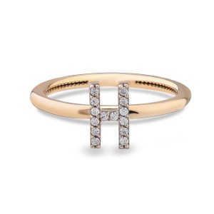 TY 3120 Altın H Harfi Yüzük Rose Altın