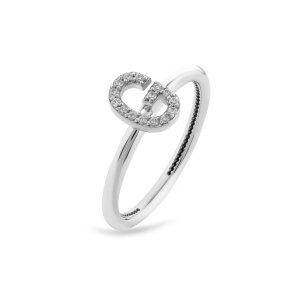 TY 3119 Altın G Harfi Yüzük Beyaz Altın