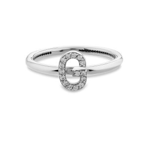 TY 3119 Altın G Harfi Yüzük Beyaz Altın