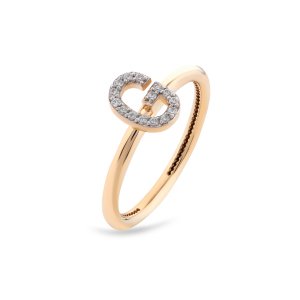 TY 3119 Altın G Harfi Yüzük Rose Altın