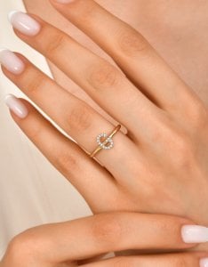 TY 3119 Altın G Harfi Yüzük Rose Altın