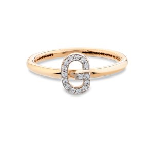 TY 3119 Altın G Harfi Yüzük Rose Altın