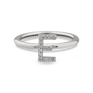 TY 3118 Altın E Harfi Yüzük Beyaz Altın