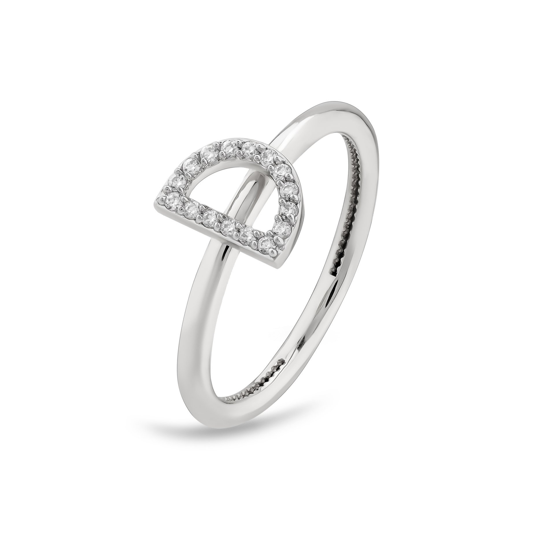 TY 3117 Altın D Harfi Yüzük Beyaz Altın