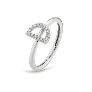 TY 3117 Altın D Harfi Yüzük Beyaz Altın