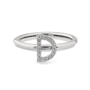 TY 3117 Altın D Harfi Yüzük Beyaz Altın