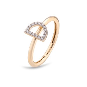 TY 3117 Altın D Harfi Yüzük Rose Altın