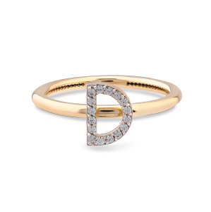 TY 3117 Altın D Harfi Yüzük Rose Altın