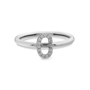 TY 3115 Altın C Harfi Yüzük Beyaz Altın