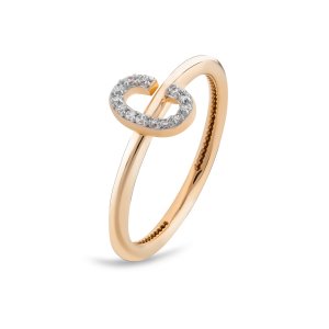 TY 3115 Altın C Harfi Yüzük Rose Altın