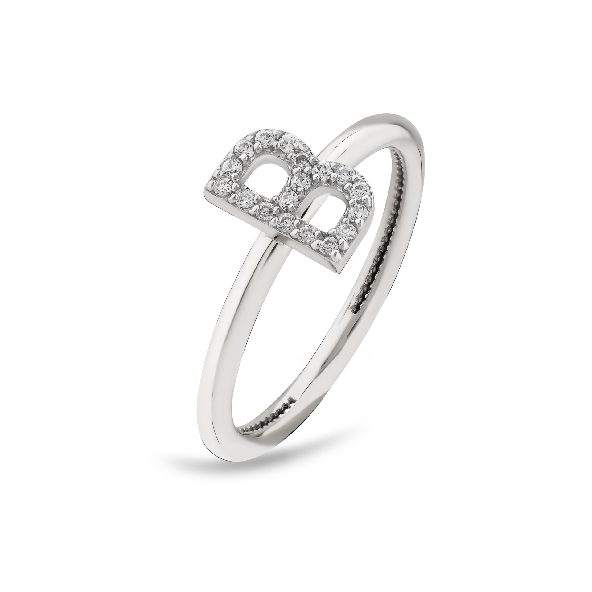 TY 3121 Altın B Harfi Yüzük Beyaz Altın