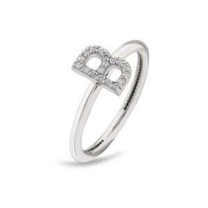 TY 3121 Altın B Harfi Yüzük Beyaz Altın