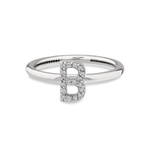 TY 3121 Altın B Harfi Yüzük Beyaz Altın