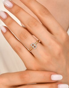 TY 3121 Altın B Harfi Yüzük Rose Altın