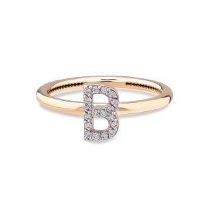 TY 3121 Altın B Harfi Yüzük Rose Altın