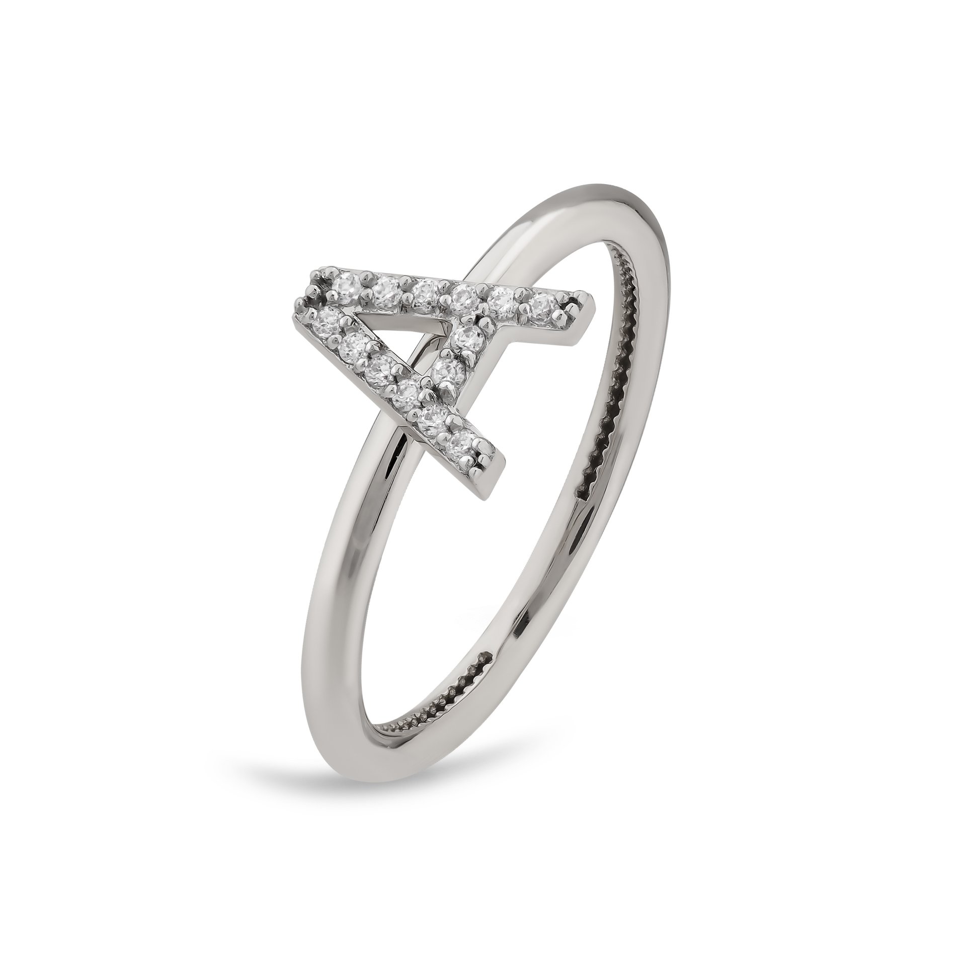 TY 3111 Altın A Harfi Yüzük Beyaz Altın