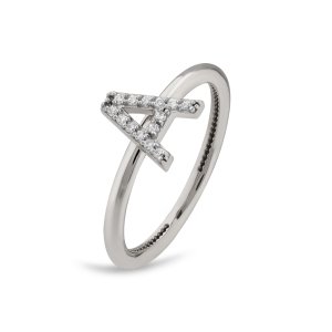 TY 3111 Altın A Harfi Yüzük Beyaz Altın