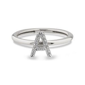 TY 3111 Altın A Harfi Yüzük Beyaz Altın