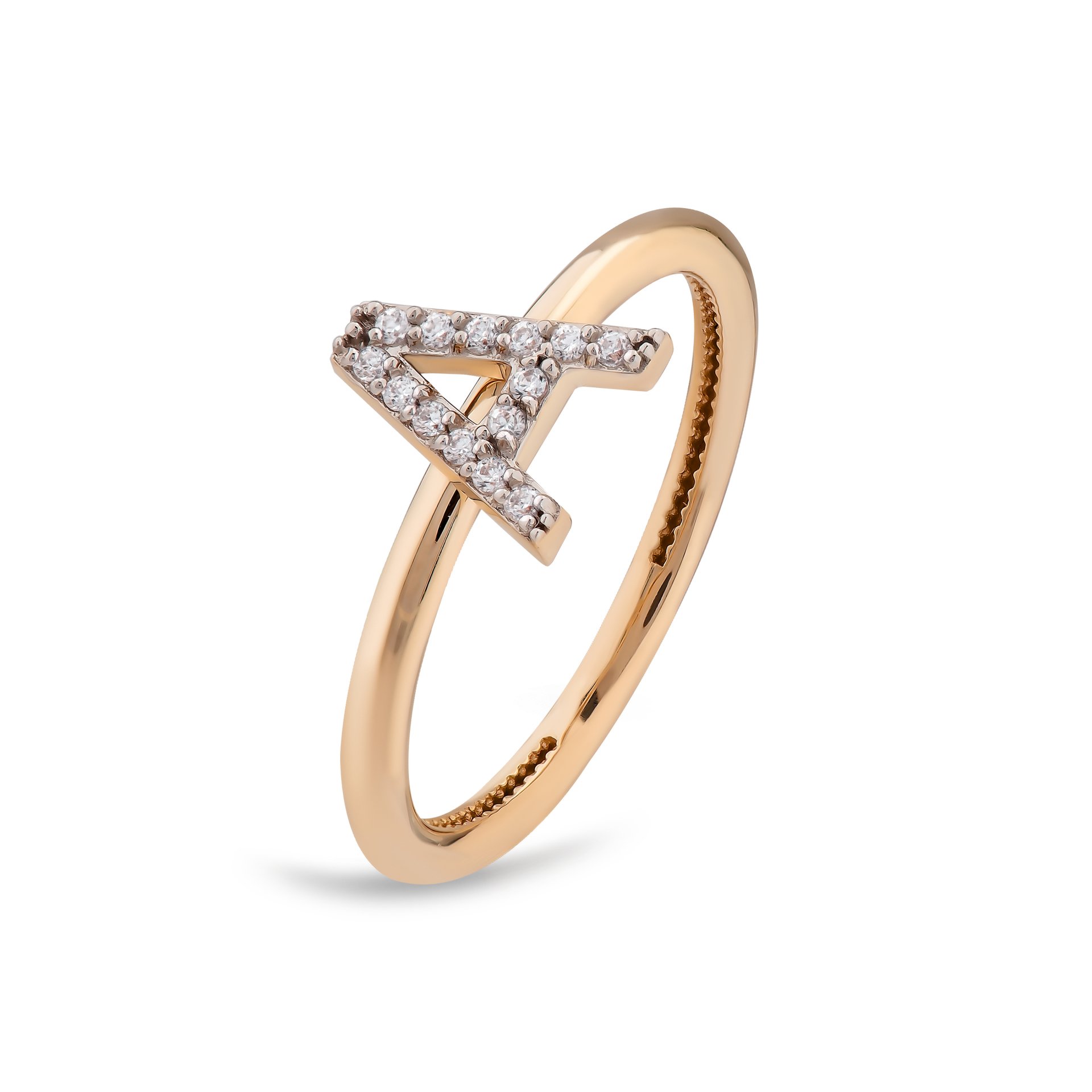 TY 3111 Altın A Harfi Yüzük Rose Altın