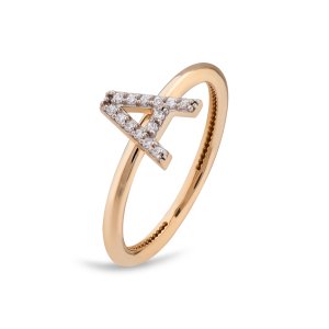 TY 3111 Altın A Harfi Yüzük Rose Altın