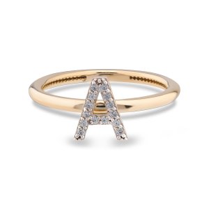 TY 3111 Altın A Harfi Yüzük Rose Altın